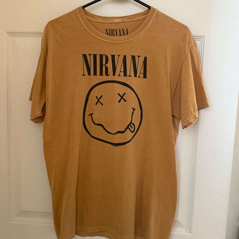 NIRVANA Tan Smiley Face Tee